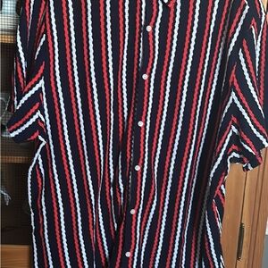 ASOS Red, White, and Black Striped Casual Shirt